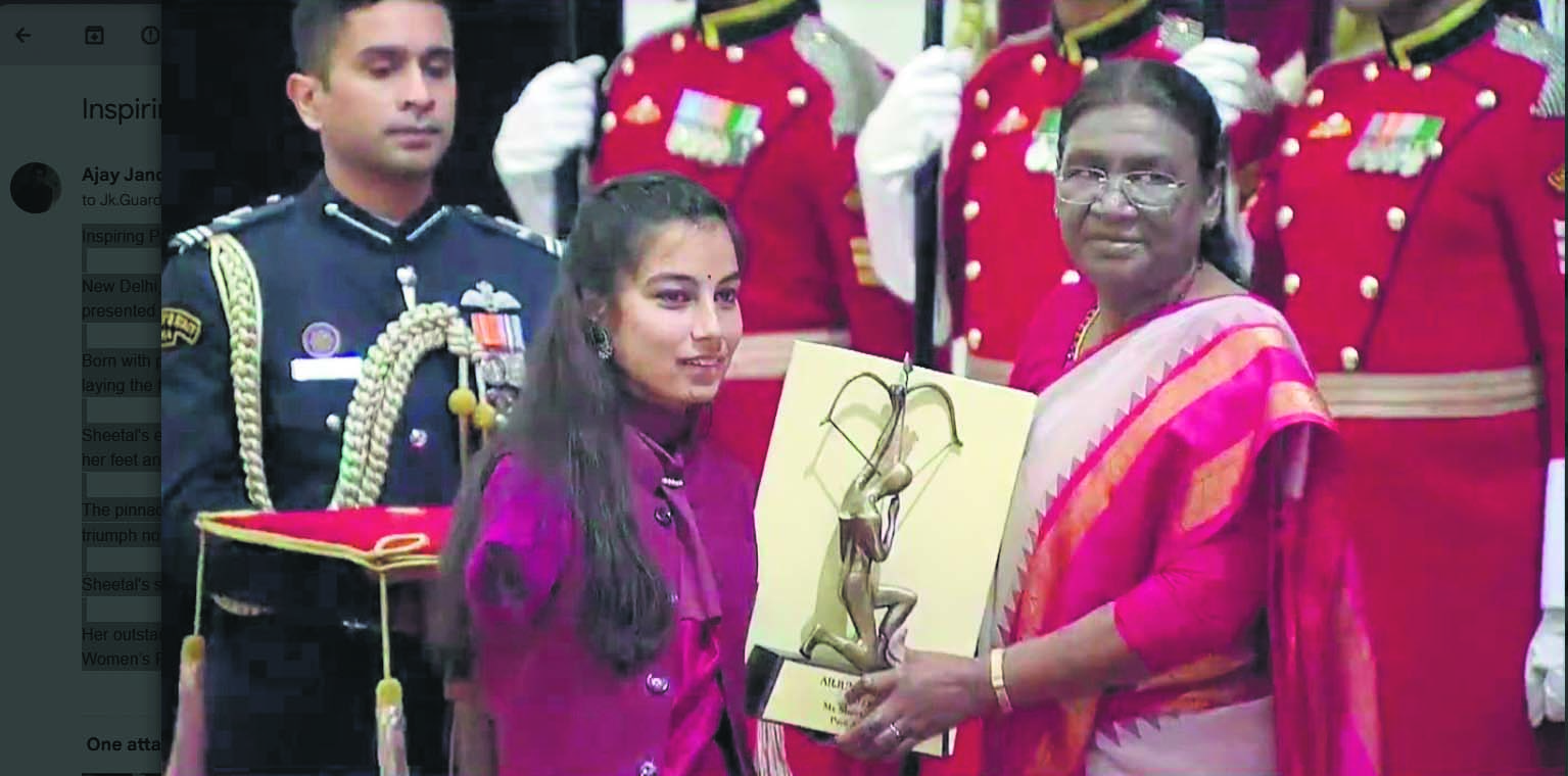 Inspiring para-archer Sheetal Devi honoured with Arjuna Award by President Droupadi Murmu