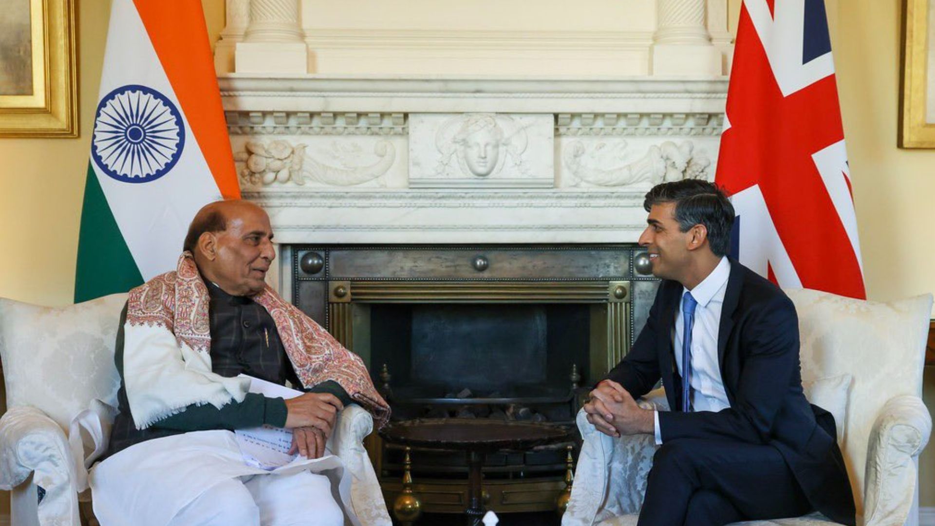 UK PM Rishi Sunak and Rajnath Singh discuss  issues related to defence, economic cooperation