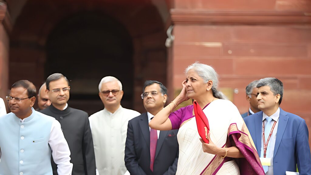 Budget 2024 FM Nirmala Sitharaman Reaches North Block With Team Watch Budget 2024 FM Nirmala Sitharaman Reaches North Block With Team Watch