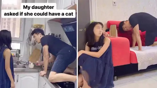 WATCH: Dad’s Hilarious Cat Imitation Goes Viral, Winning Hearts Online