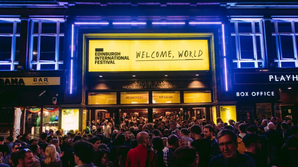 Crowd of supporters outside the Edinburgh Playhouse at the 2016 Festival Crowd of supporters outside the Edinburgh Playhouse at the 2016 Festival