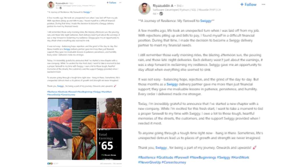 Ex-swiggy partner shares struggle story Ex-swiggy partner shares struggle story