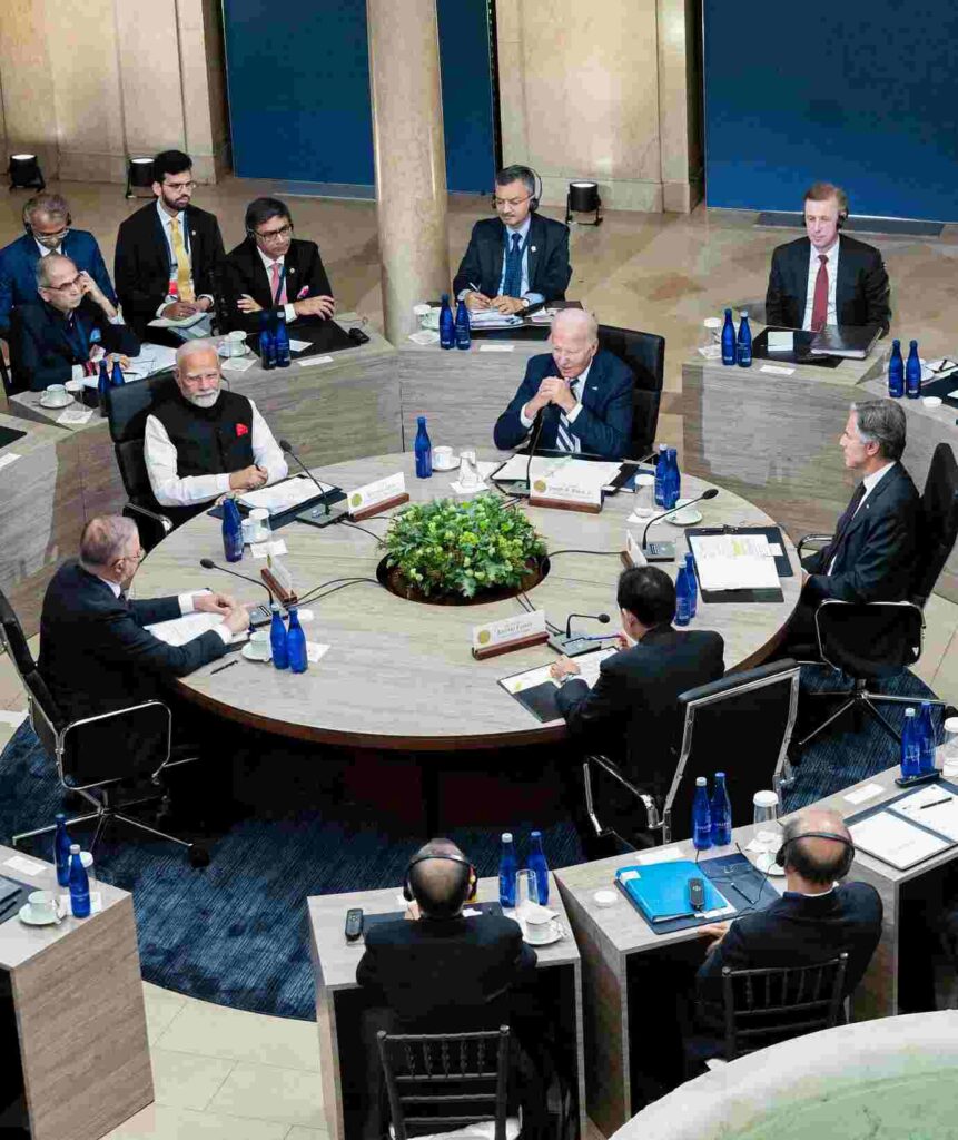 Prime Minister Narendra Modi with US President Joe Biden, Australian PM Anthony Albanese, Japanese PM Fumio Kishida at the Quad Leaders' Summit, at Wilmington in Delaware on Saturday. US Secretary of State Antony Blinken and others also present. ANI Prime Minister Narendra Modi with US President Joe Biden, Australian PM Anthony Albanese, Japanese PM Fumio Kishida at the Quad Leaders' Summit, at Wilmington in Delaware on Saturday. US Secretary of State Antony Blinken and others also present. ANI