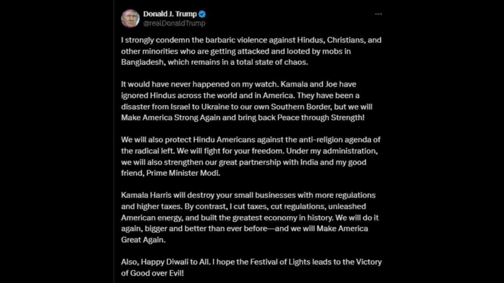 Donald Trump's tweet on X Donald Trump's tweet on X