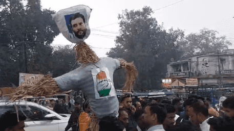 BJYM Protest Turns Violent: Rahul Gandhi’s Effigy Burned In Jabalpur