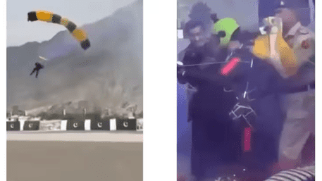 Swaag Se Swaagat! Pakistani Paraglider Direct Landing On Chief Guest’s Lap Goes Viral | WATCH