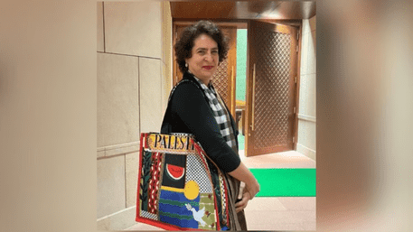 Priyanka Gandhi Carries ‘Palestine’ Bag In Parliament | Pic