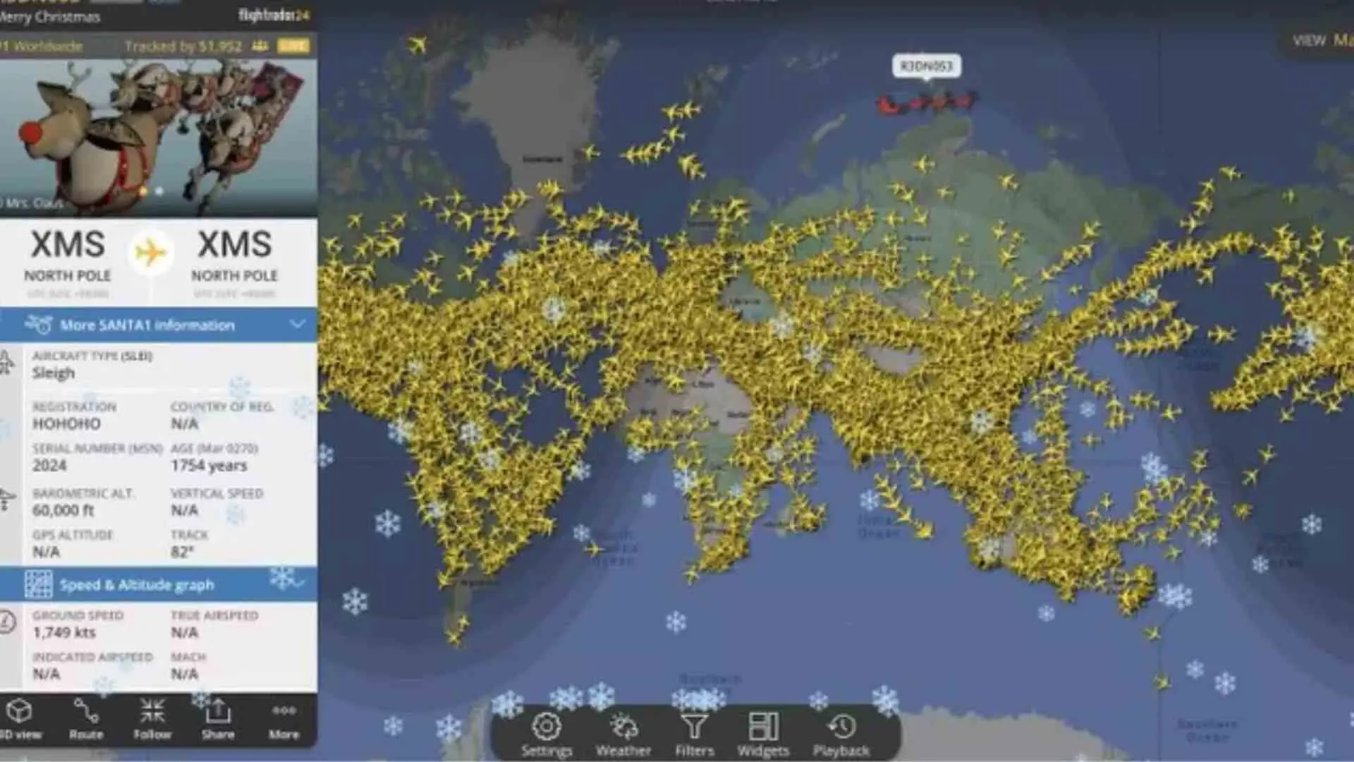 Santa’s Sleigh Becomes the Most Tracked Flight of Christmas Eve