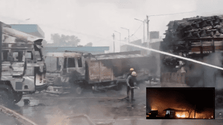 Tragic Blaze Strikes Jaipur: Several Feared Dead After Collision Outside Petrol Pump | WATCH