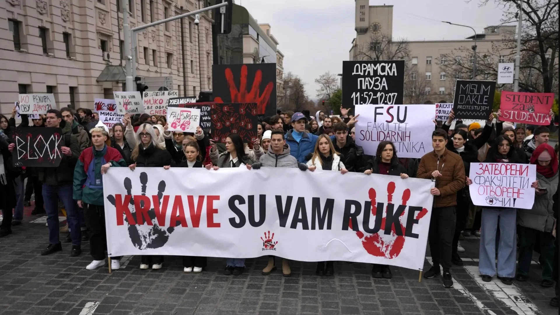 Belgrade Students Lead Silent Protest Demanding Justice For Railway Tragedy Victims