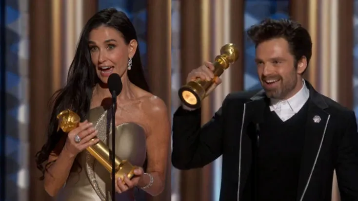 Demi Moore Wins First Golden Globe; Stan Takes Best Actor
