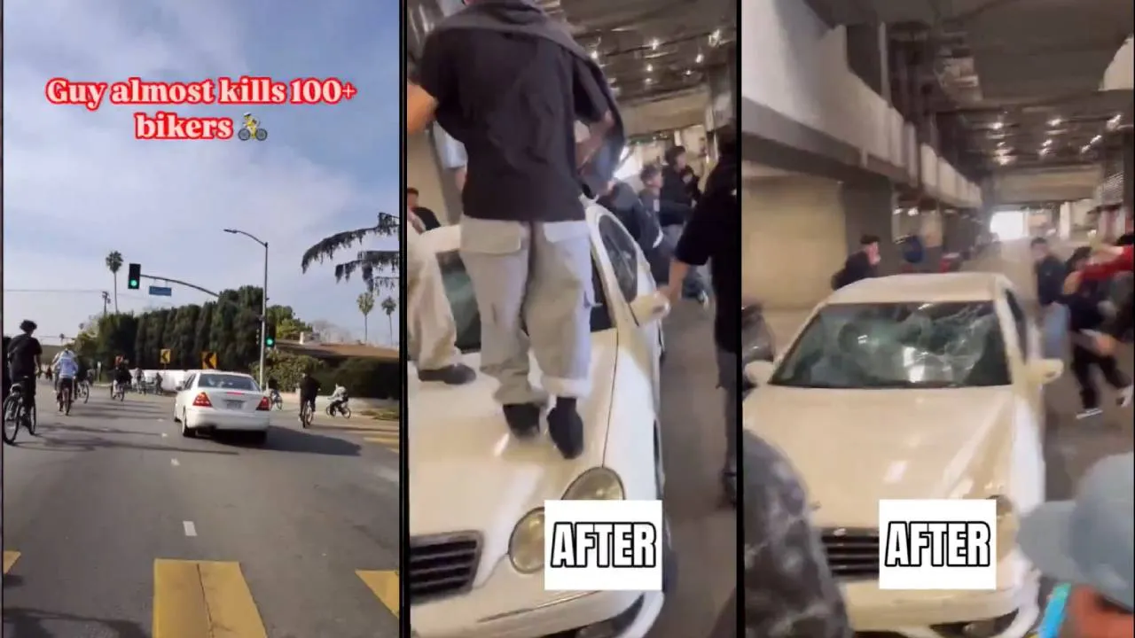 Watch: Mercedes Benz Driver and Teen Cyclists Clash in Shocking Los Angeles Incident