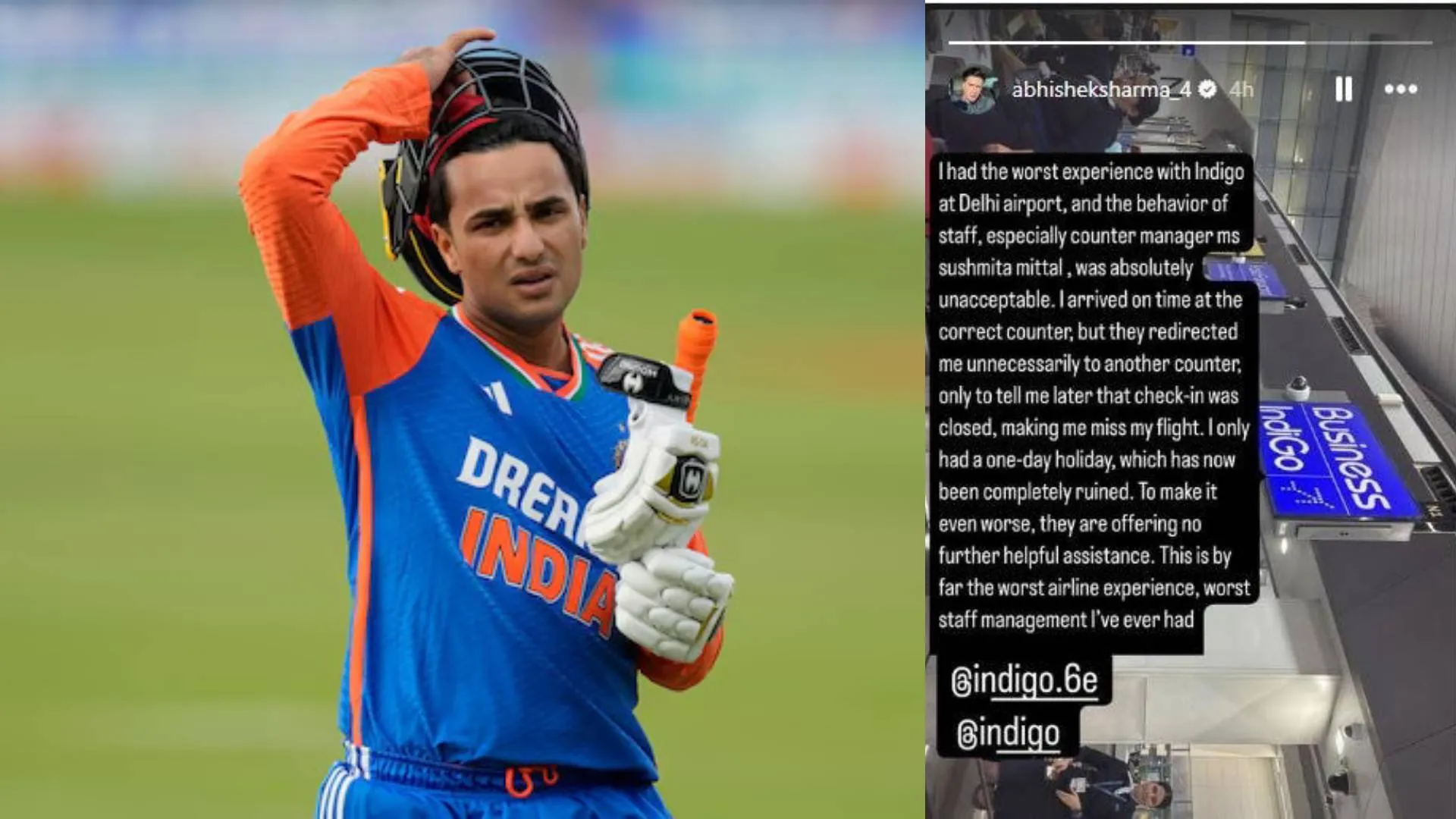 Cricketer Abhishek Sharma Claims Mismanagement by IndiGo Staff