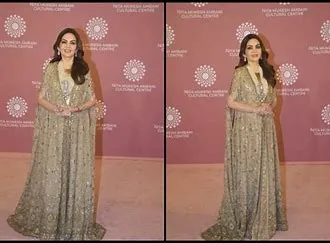 Nita Ambani Stuns in Golden Kaftan Gown for New Year 2025
