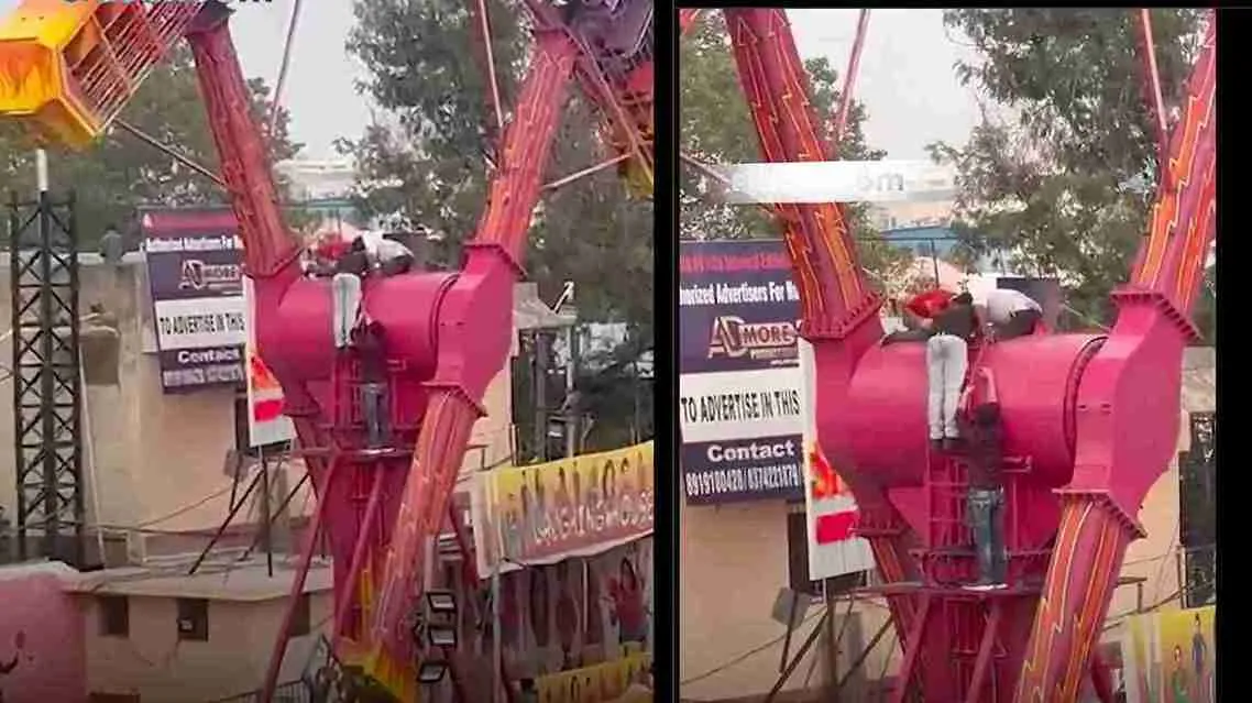 Passengers Hang Upside Down For 25 Minutes On Amusement Ride In Hyderabad’s Numaish | WATCH