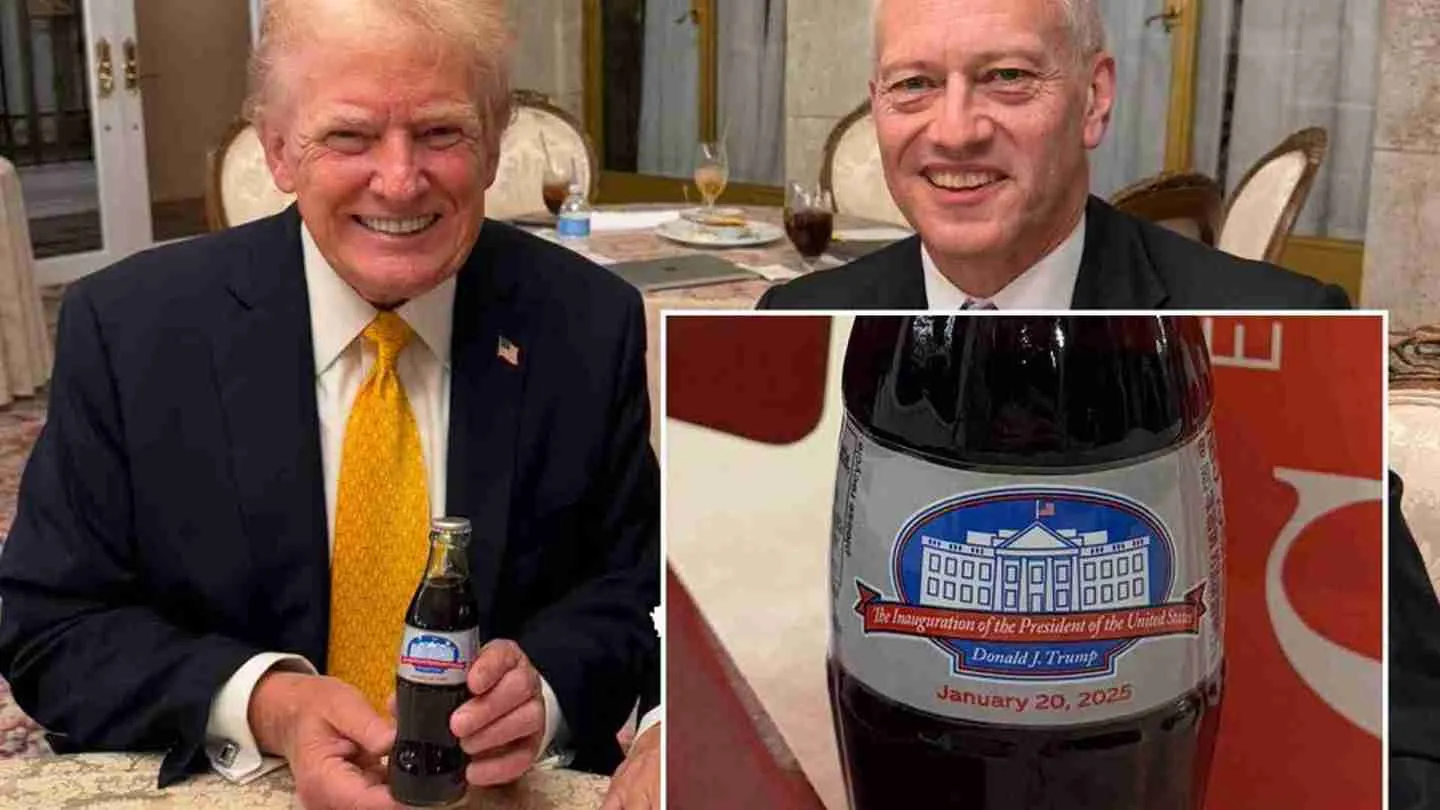Presidential Cheers: Trump Receives Presidential Inaugural Diet Coke Bottle From Coca-Cola CEO