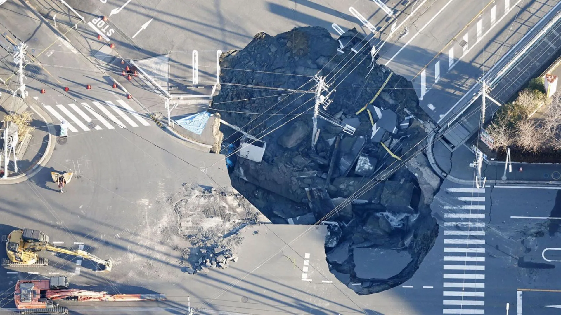 Huge Sinkhole Swallows 74-Year-Old Man in Japan
