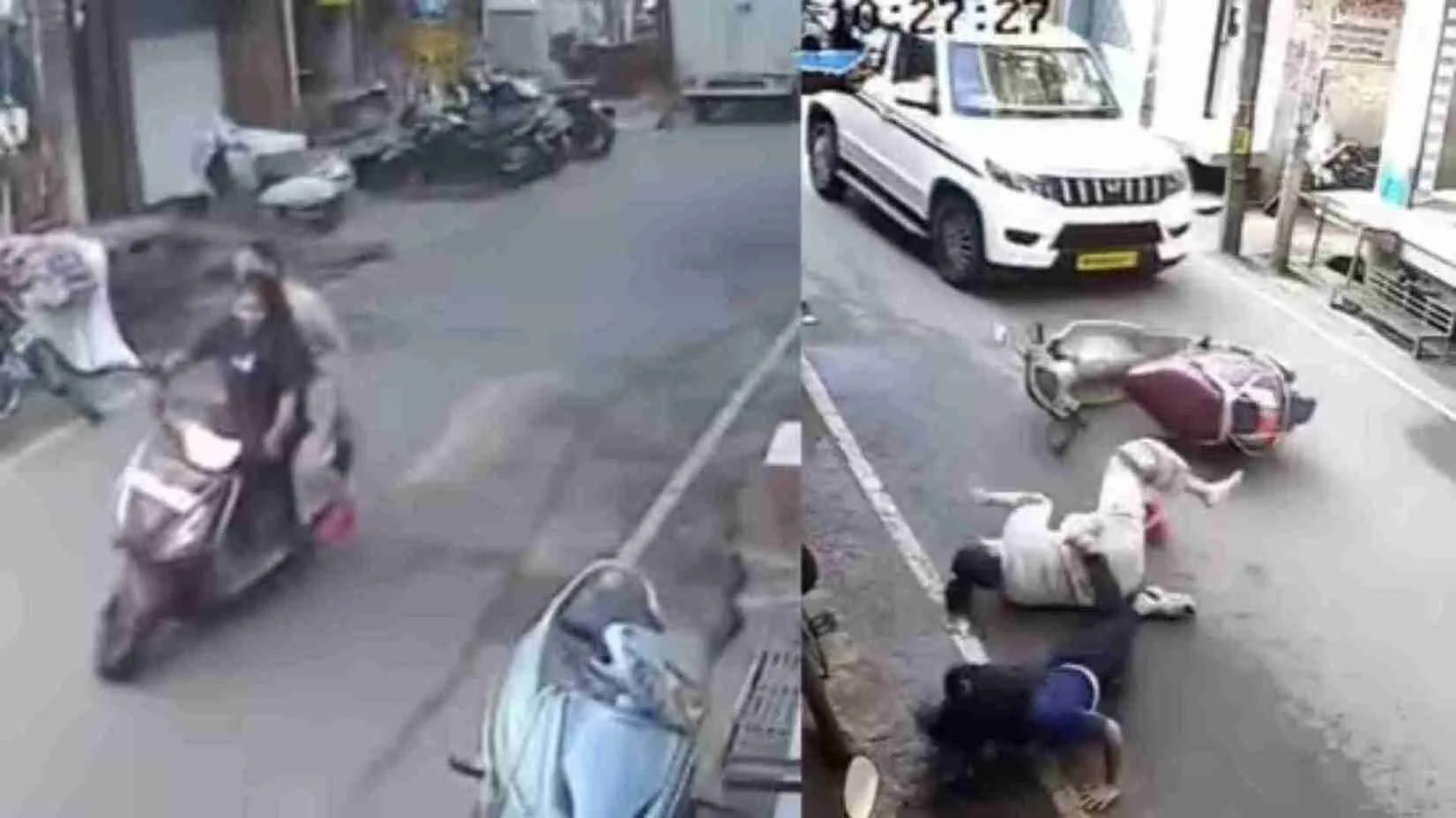 Skid, Crash: Women Thrown Off Scooty In Viral Accident | WATCH