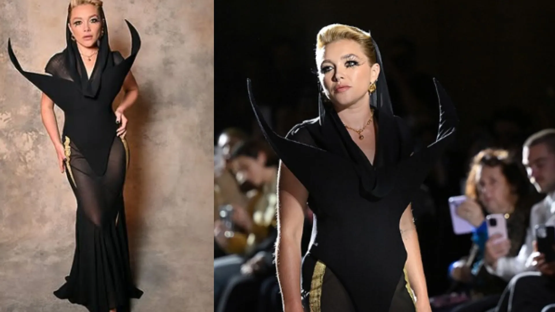 Florence Pugh Shines out in Harris Reed’s Show at London Fashion Week