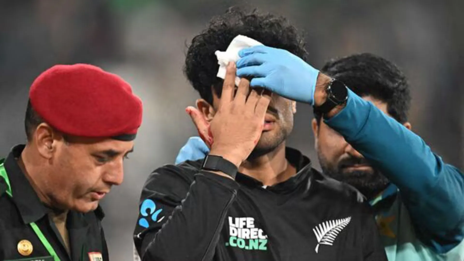 Rachin Ravindra leaves field bloodied after brutal face injury against Pakistan