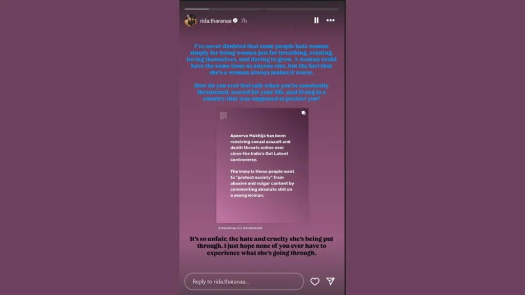 Rida's Instagram story
