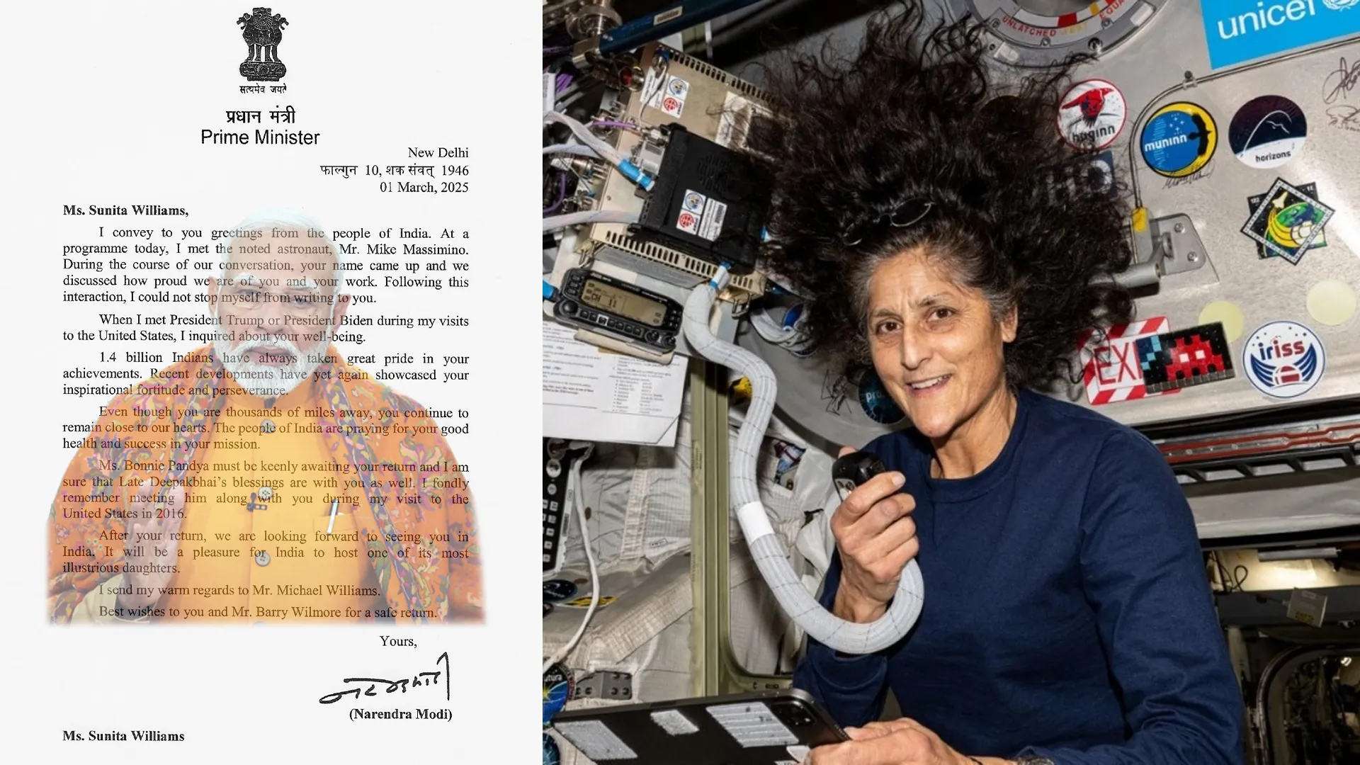 A Letter to Space: PM Modi’s Special Message to Sunita Williams Ahead of Her Return