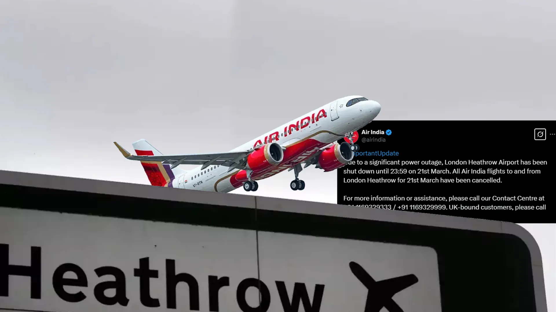 Air India Cancels Heathrow Flights as Airport Shuts Down; AI129 Returns to Mumbai, AI161 Diverted to Frankfurt
