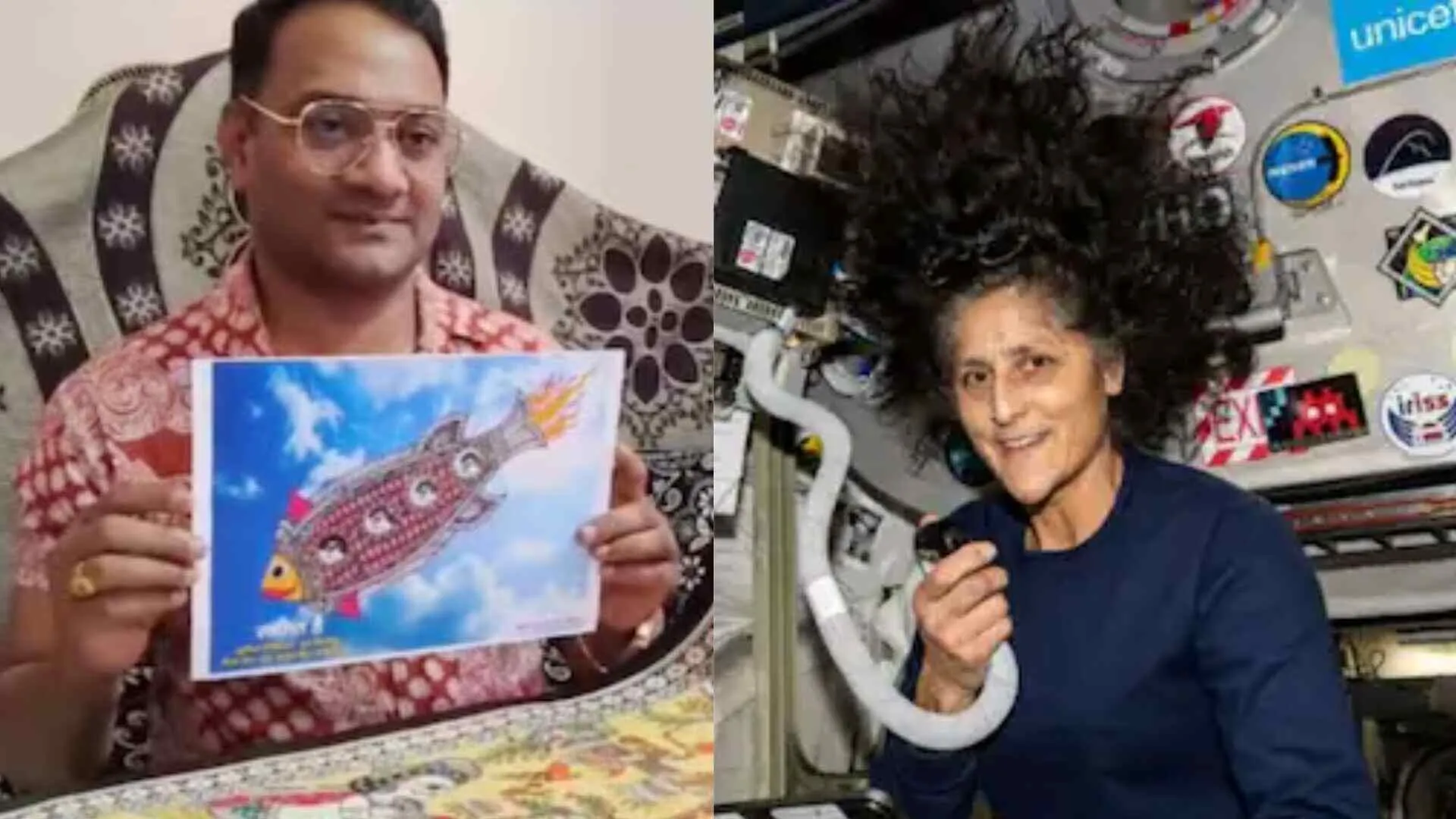 Artist Depicts Sunita Williams’ Remarkable Return to Earth Through Captivating Mithila Painting