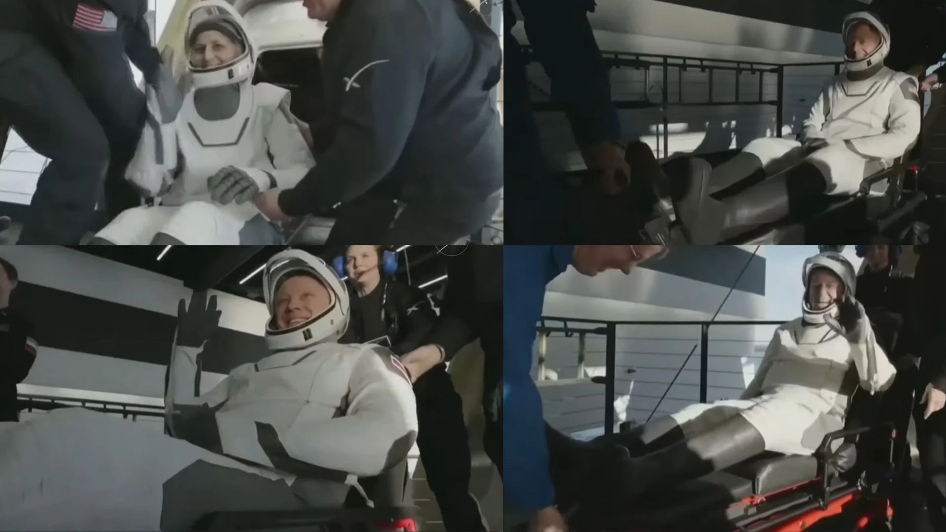 Smiling Astronauts Step Out Of Dragon Capsule After 17-Hour Journey
