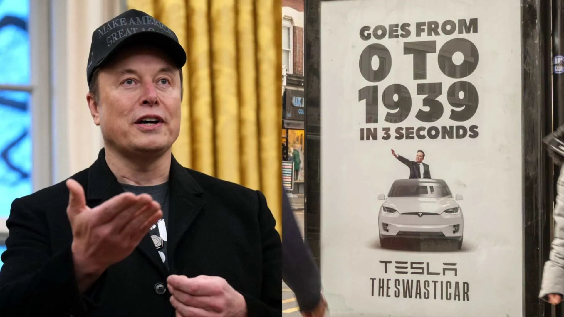 Elon Musk Targeted in London Posters: ‘Goes from 0 to 1939 in 3 Seconds’