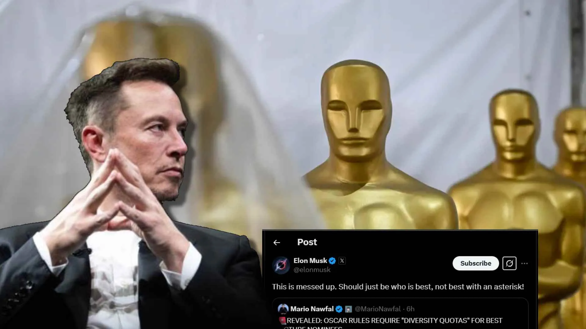 Elon Musk Criticizes Oscars 2025 Representation Standards – “Messed Up!”