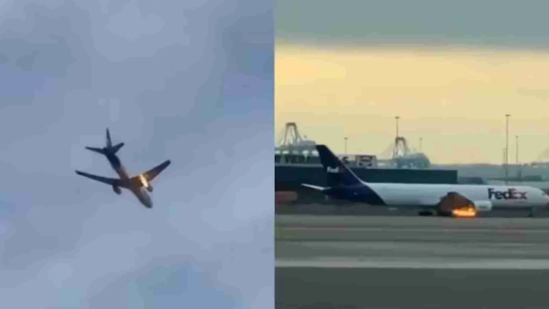 FedEx Cargo Plane Engulfed In Flames After Bird Strike, Makes Emergency Landing! | WATCH