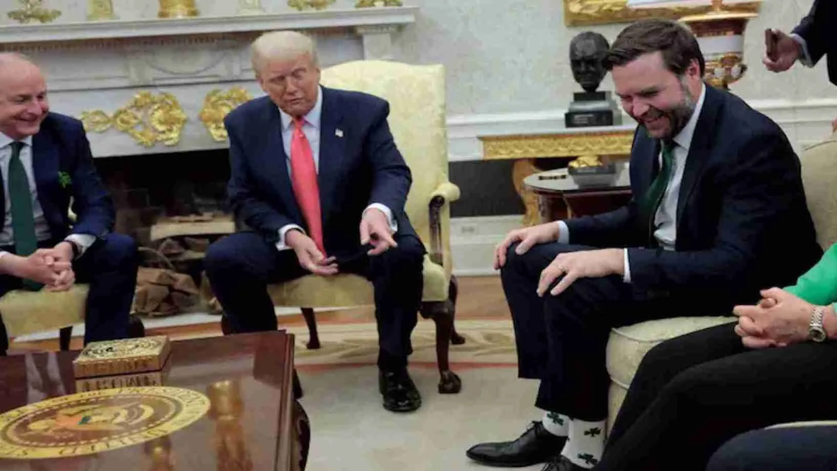 JD Vance’s Shamrock Socks Distracts Trump’s Attention At Oval Office Meeting | WATCH