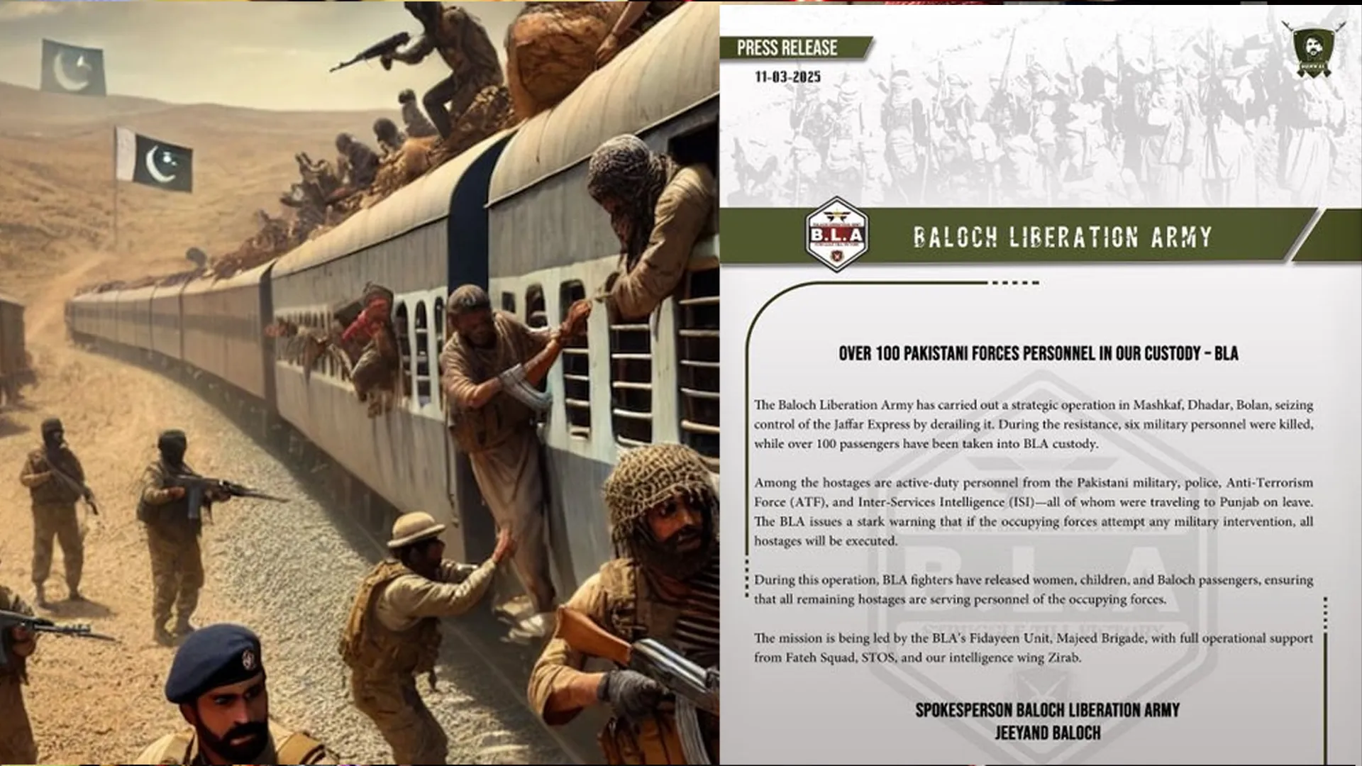 Pakistan Train Hijack: Baloch Militants Seize Jaffar Express, Kill 6, Take 120 Hostage
