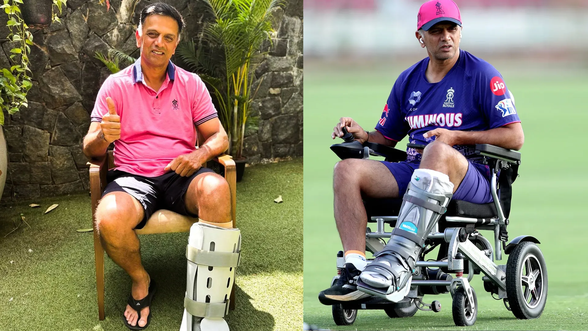 Injured Rahul Dravid Joins RR Training in Motorised Wheelchair | Watch