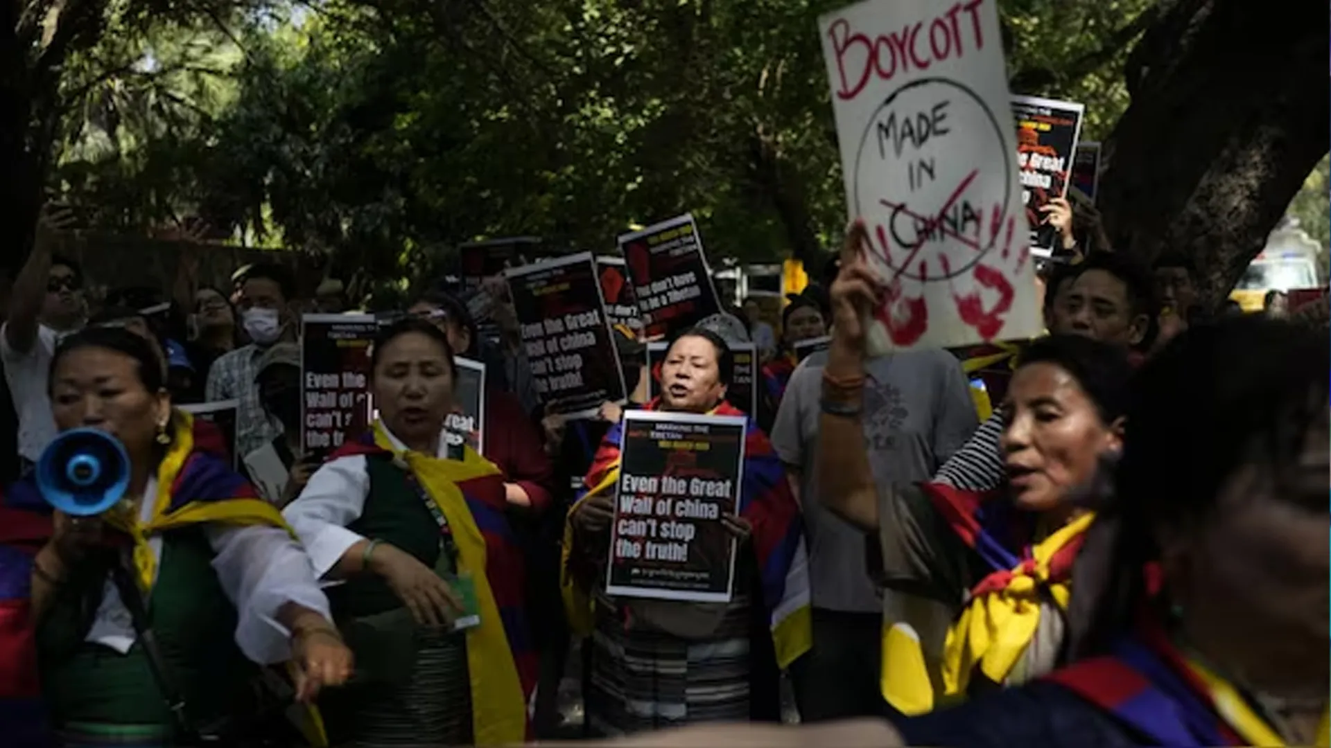 Tibetan Activists Protest Outside Chinese Embassy in Delhi on Uprising Day | Watch