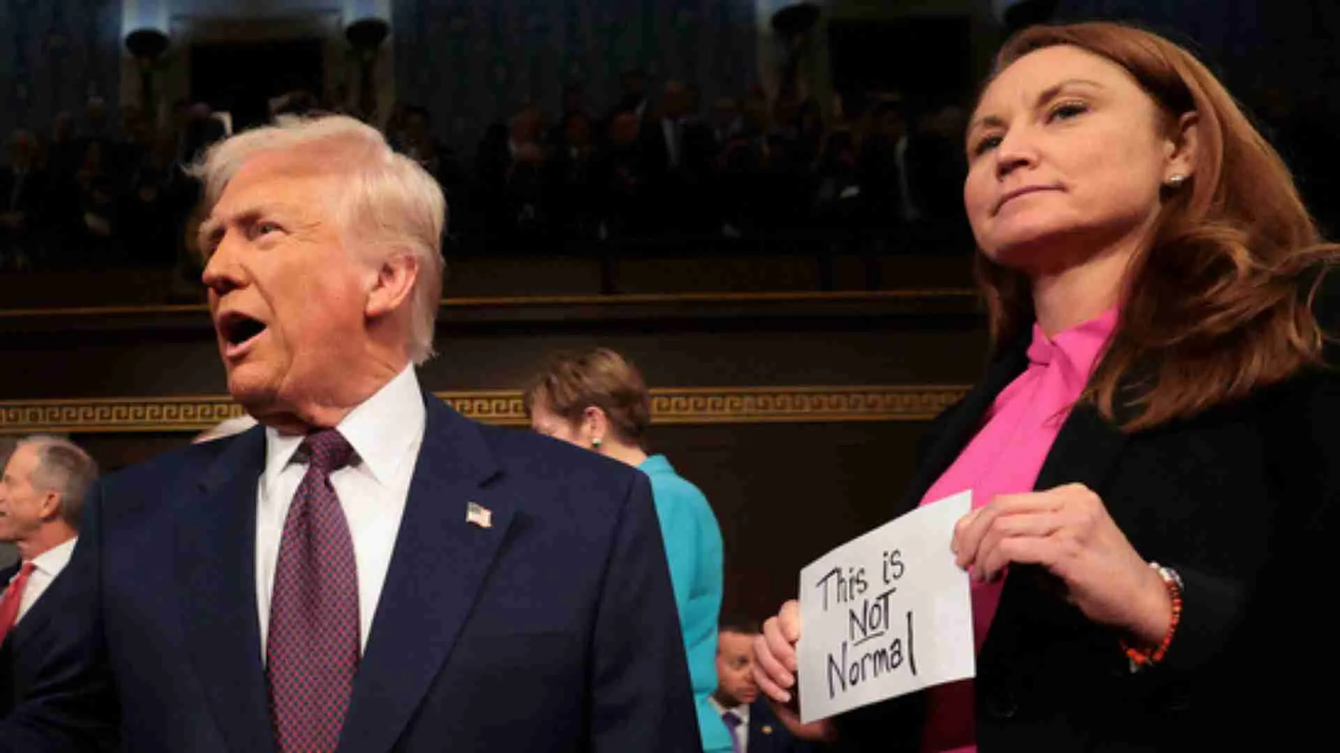 Who Is Melanie Stansbury? Dem Lawmaker’s ‘This Is Not Normal’ Sign Steals The Show At Trump’s Speech | WATCH
