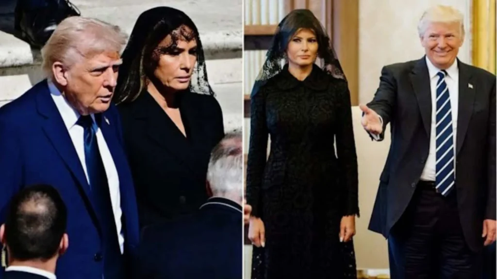 Donald Trump with wife Melania Trump at Pope Francis' Funeral