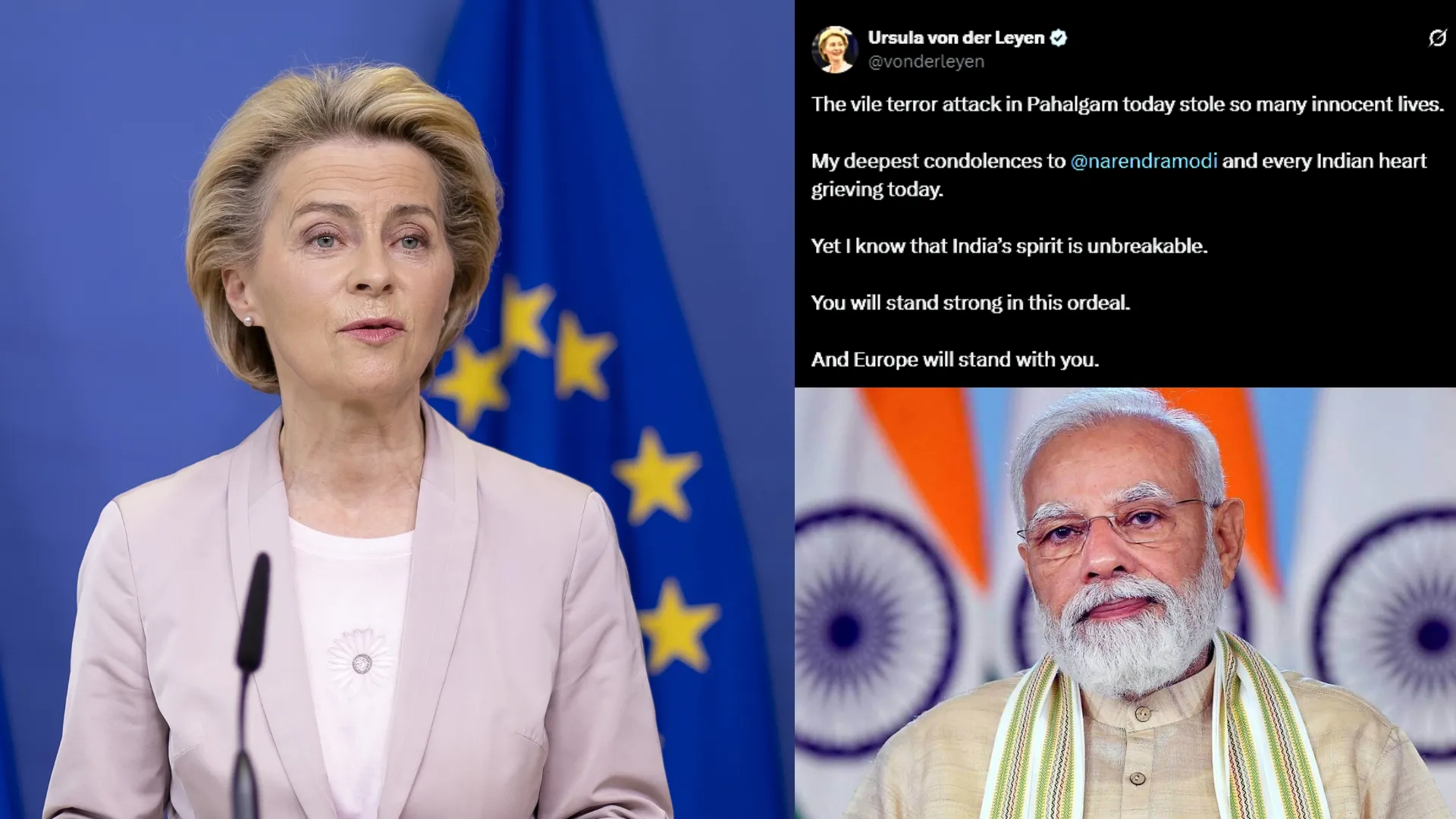 European Union President Offers Condolences to India Following Deadly Pahalgam Attack