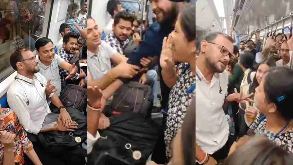 Kalesh In Delhi Metro: Man’s Dramatic Seat Fight With Women Goes Viral | WATCH