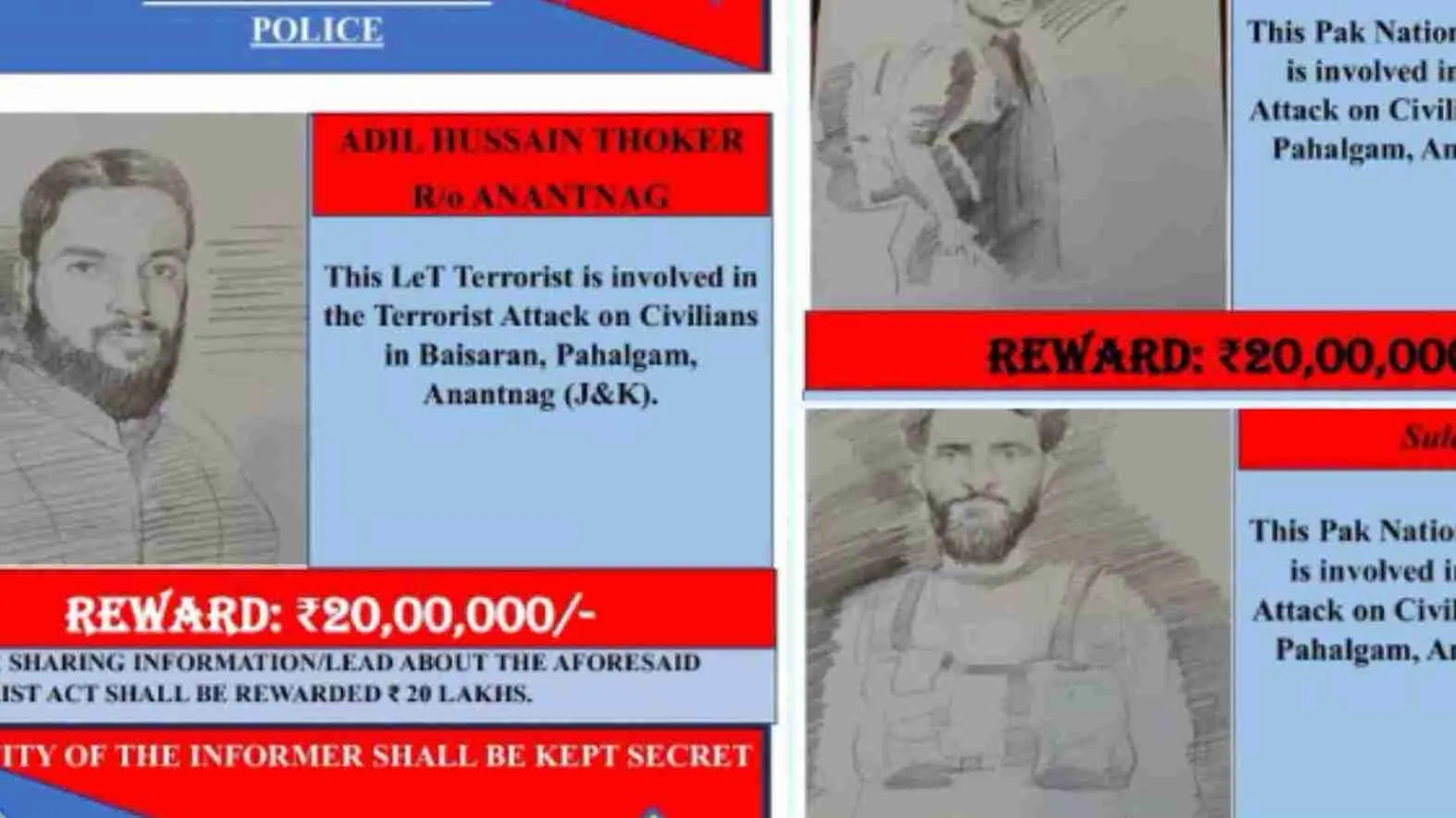 Pahalgam Terror: Rs 20 Lakh Reward For Leads On Pakistani Terrorists