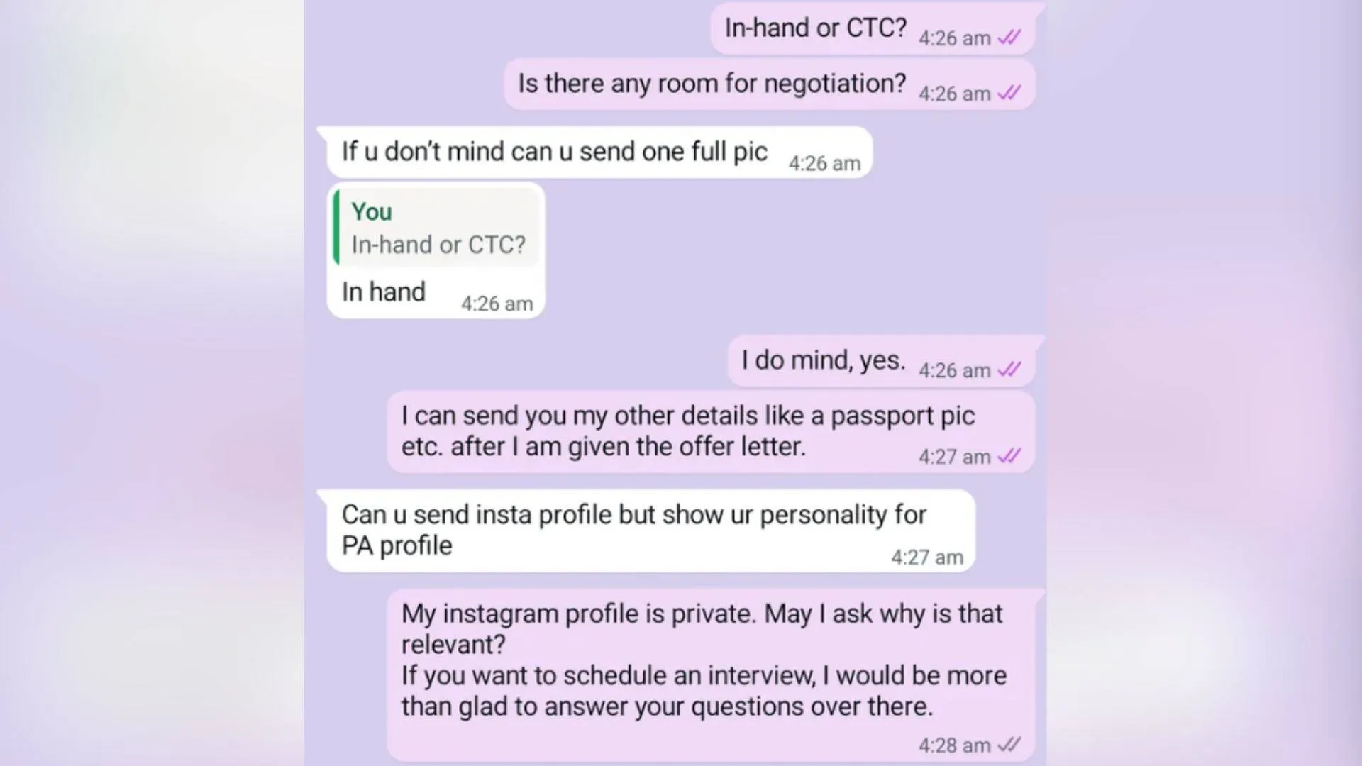 Creepy Recruiter Requests Instagram Profile from Job-Seeker Woman, Exposed