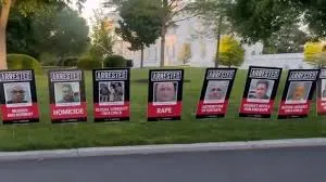 White House Lines Lawn with Mugshots as Trump Marks 100 Days in Office