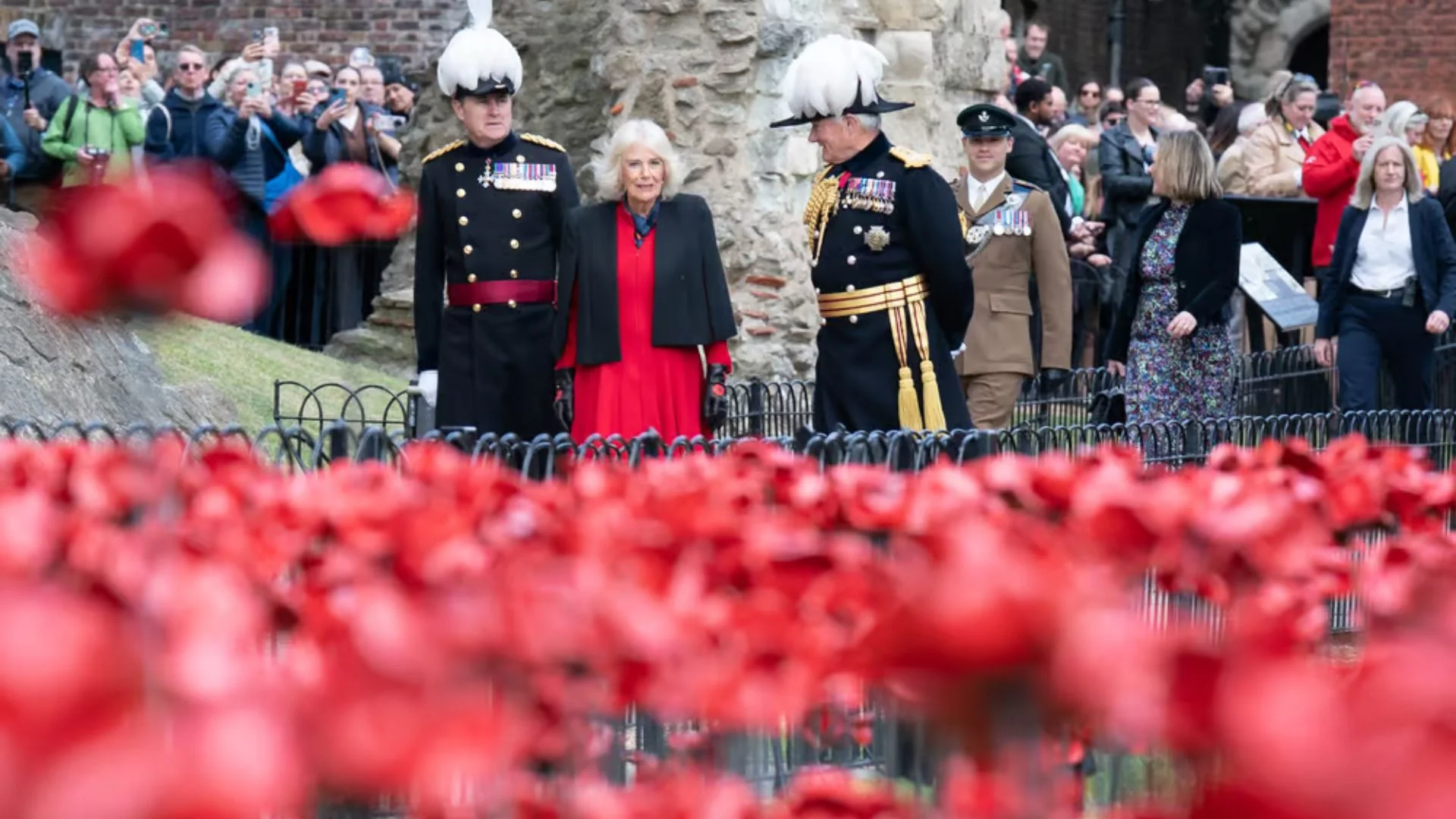 Queen Camilla Unveils Tower Of London Poppy Tribute For VE Day’s 80th Anniversary