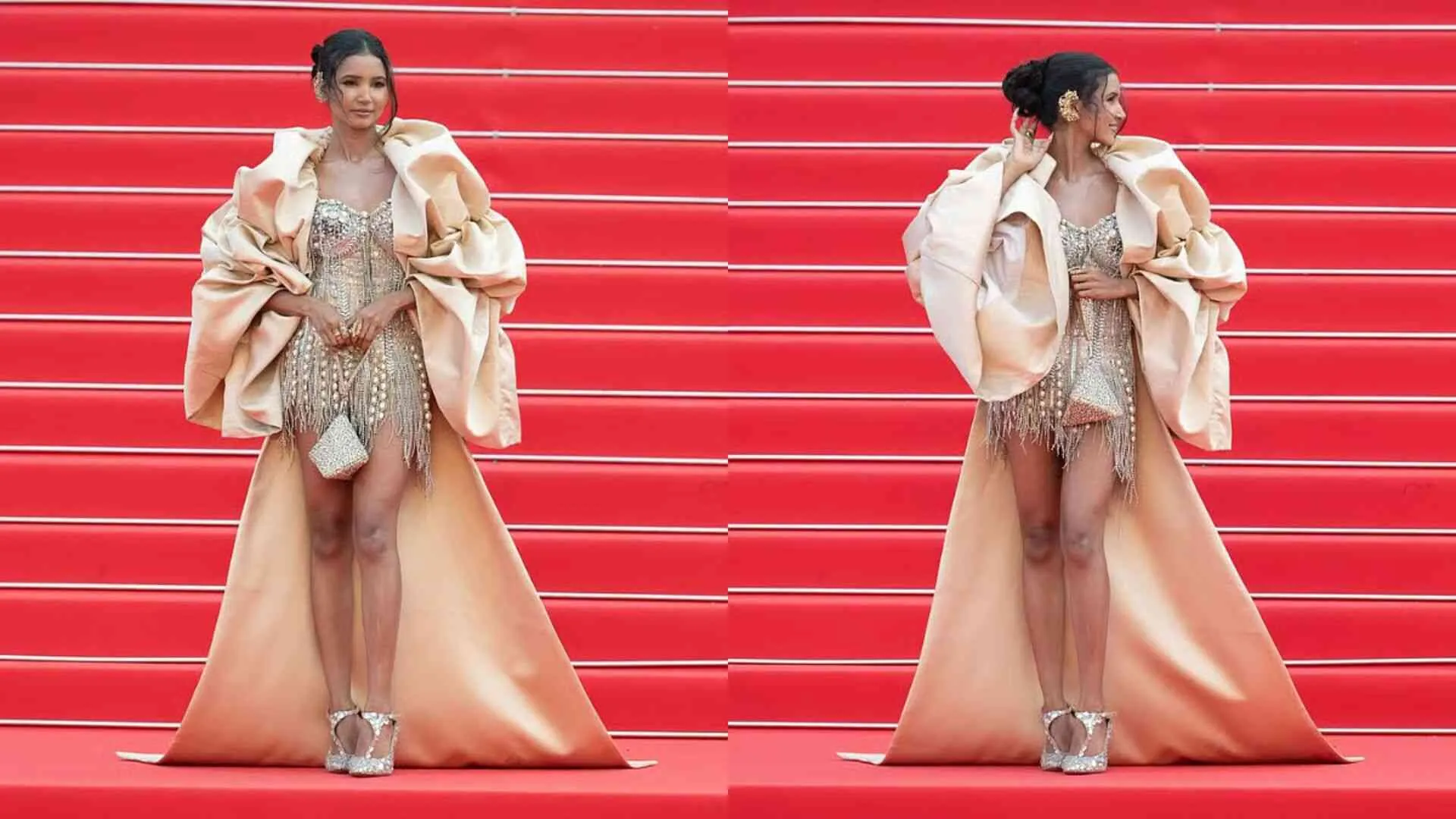 Nancy Tyagi Stuns in Handcrafted Pearl Dress at Cannes 2025 | WATCH