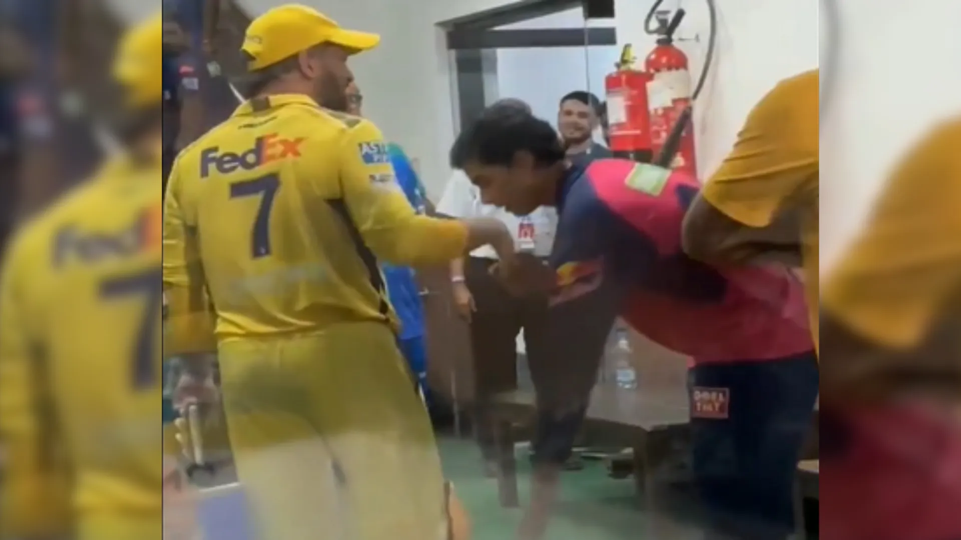 Vaibhav Suryavanshi Touches MS Dhoni’s Feet Again in CSK Dressing Room | Watch