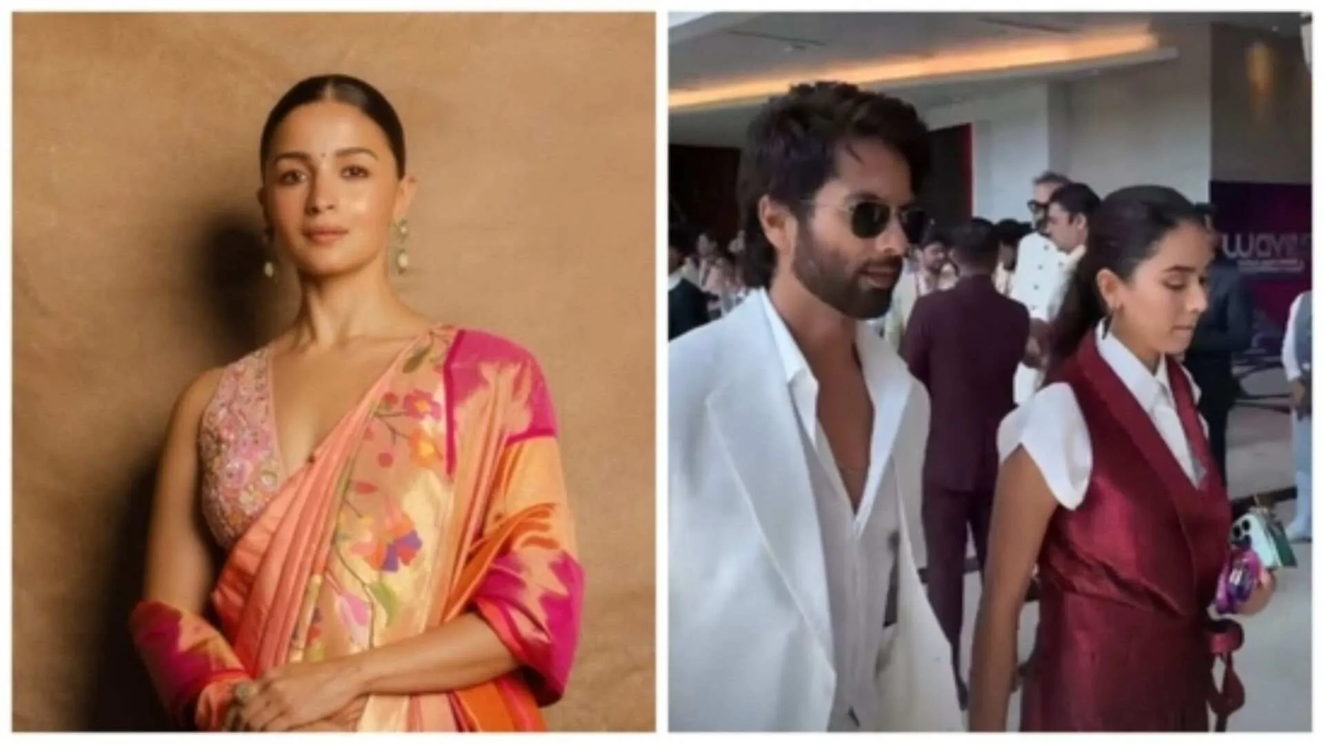 WAVES 2025 Day 1 Best Looks: Alia Bhatt’s Maharashtrian Peach Saree to Shahid-Mira in White | WATCH