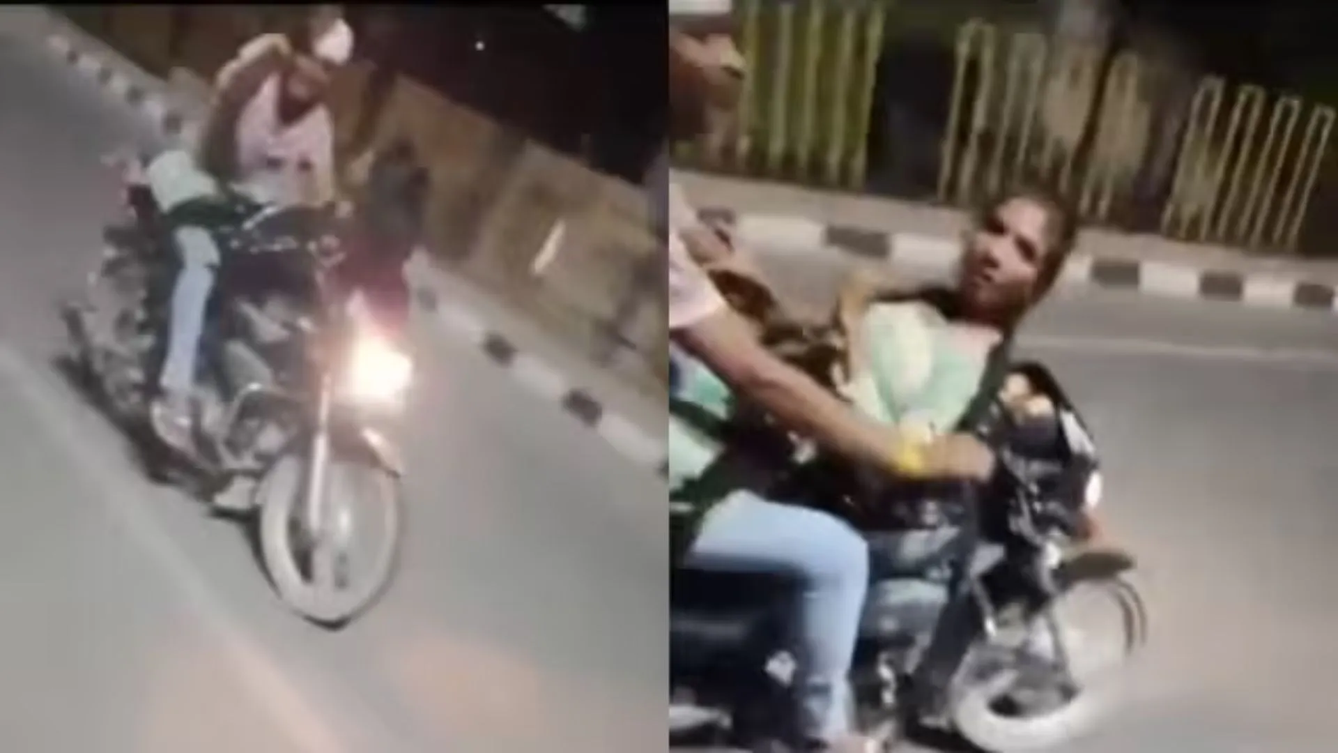 Couple Performs Daring Bike Stunt on Kanpur-Agra Highway | WATCH