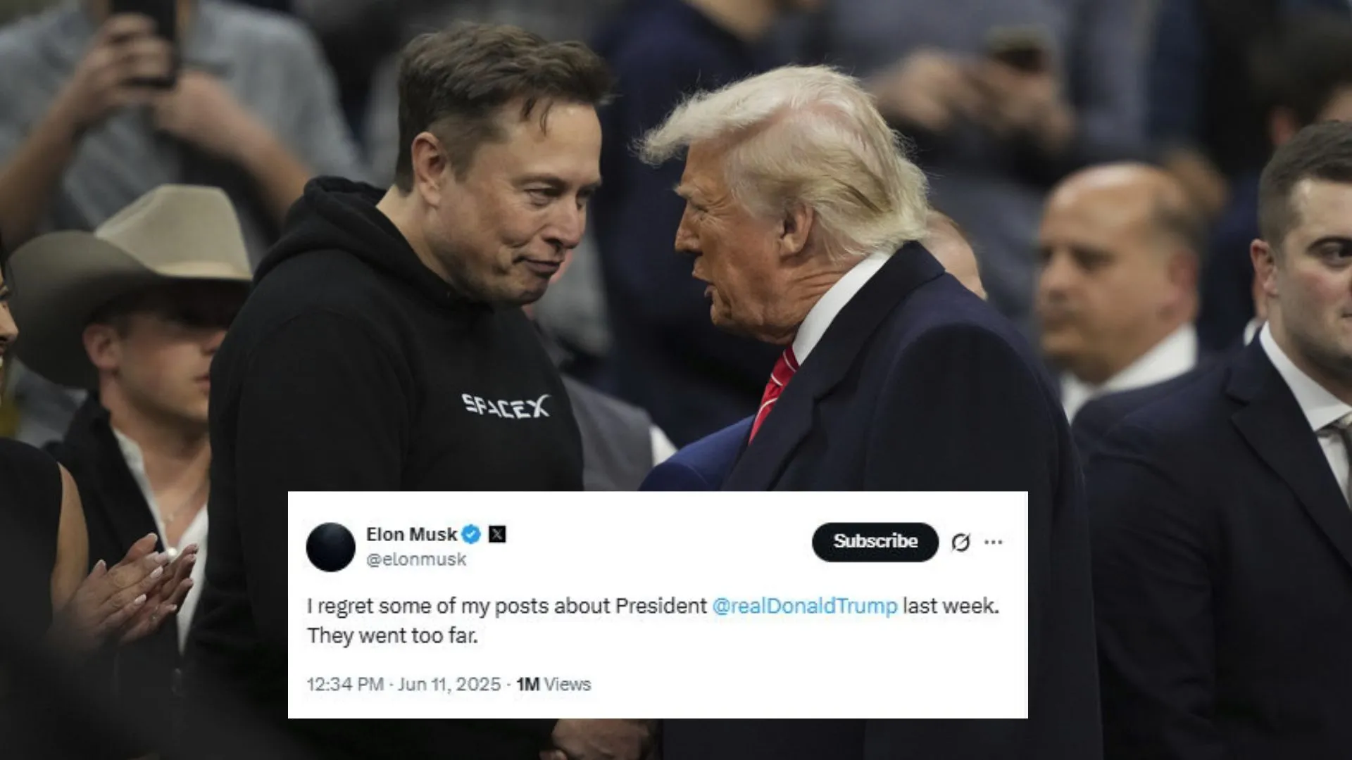 Elon Musk Admits Regret Over Posts About Donald Trump, Says He “Went Too Far”