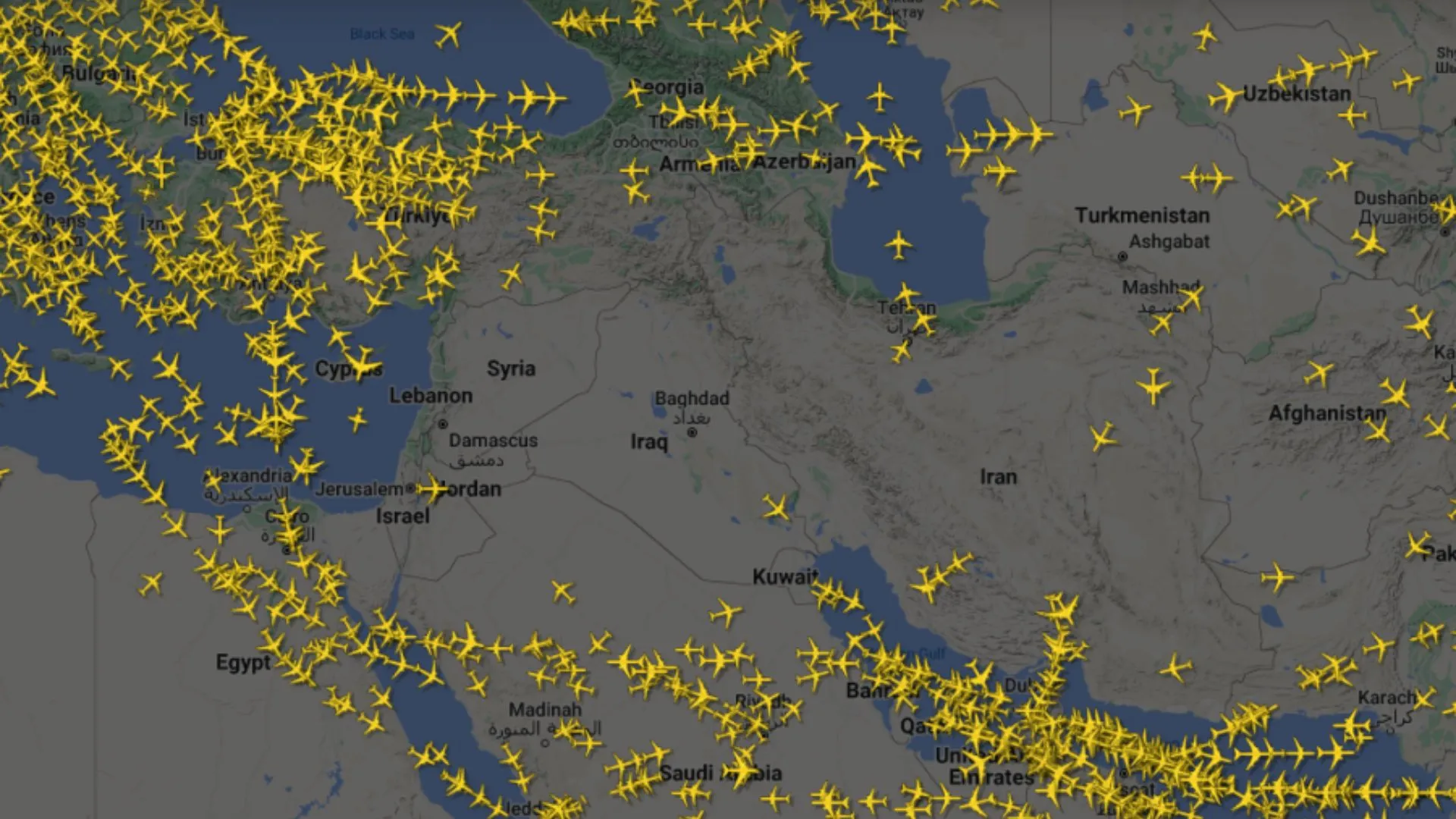 Flights Flee Iranian Airspace Following Israeli Strikes